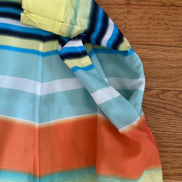 Ted Baker Skirt Women’s Sz 3 Multicolored A-line Striped Flaw Shown in Pics - Picture 5 of 12